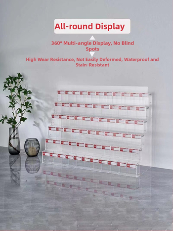 Držiak na perá s displejom, akrylový viacúrovňový pagodový stojan, štvorcový tvar, Geddes