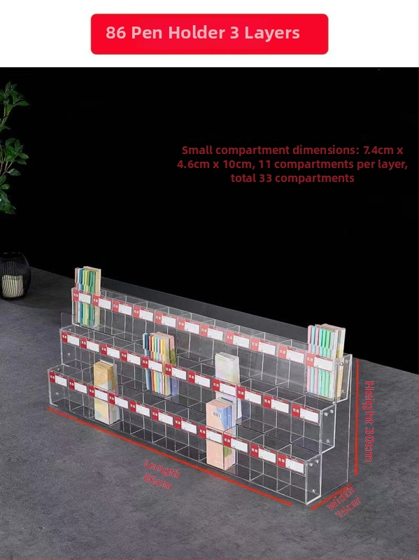 Držiak na perá s displejom, akrylový viacúrovňový pagodový stojan, štvorcový tvar, Geddes