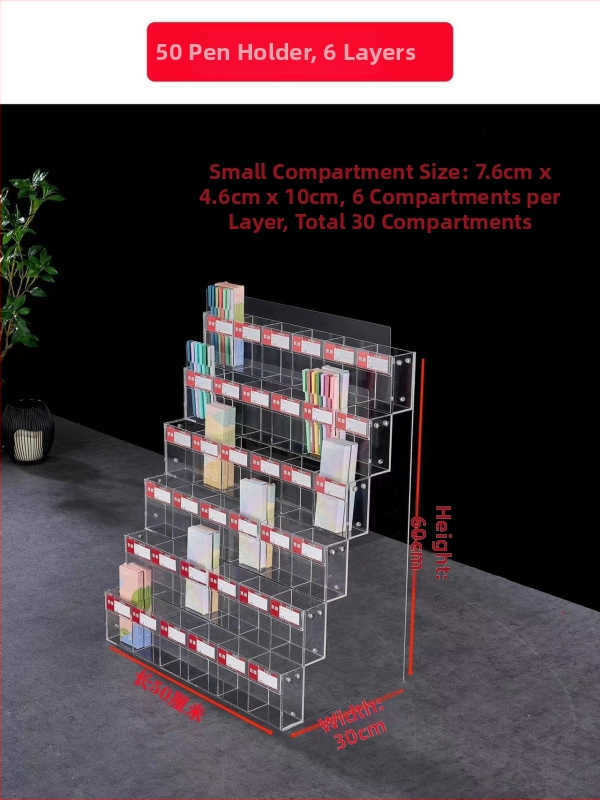 Držiak na perá s displejom, akrylový viacúrovňový pagodový stojan, štvorcový tvar, Geddes