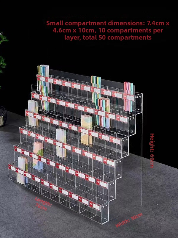 Držiak na perá s displejom, akrylový viacúrovňový pagodový stojan, štvorcový tvar, Geddes