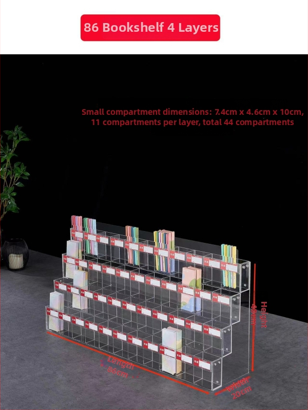 Držiak na perá s displejom, akrylový viacúrovňový pagodový stojan, štvorcový tvar, Geddes