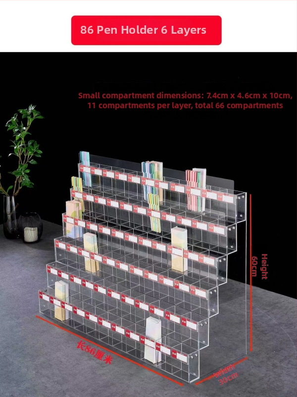 Držiak na perá s displejom, akrylový viacúrovňový pagodový stojan, štvorcový tvar, Geddes