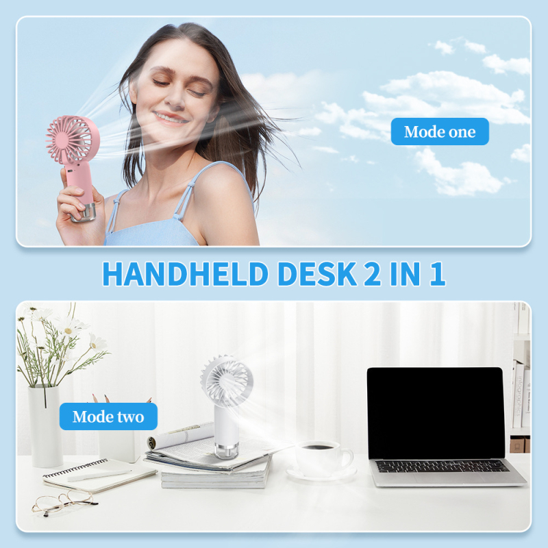 USB mini ručni ventilator s raspršivačem za hlađenje i ovlaživanje, 3 brzine, ugrađena baterija 500–800 mAh, tih do 36 dB