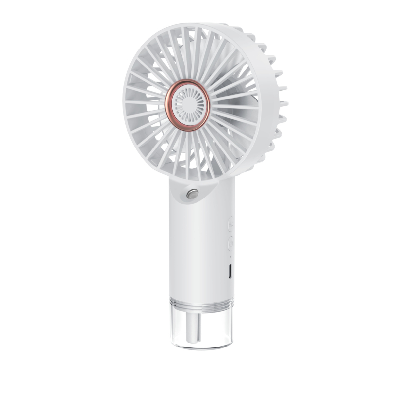 USB mini ručni ventilator s raspršivačem za hlađenje i ovlaživanje, 3 brzine, ugrađena baterija 500–800 mAh, tih do 36 dB