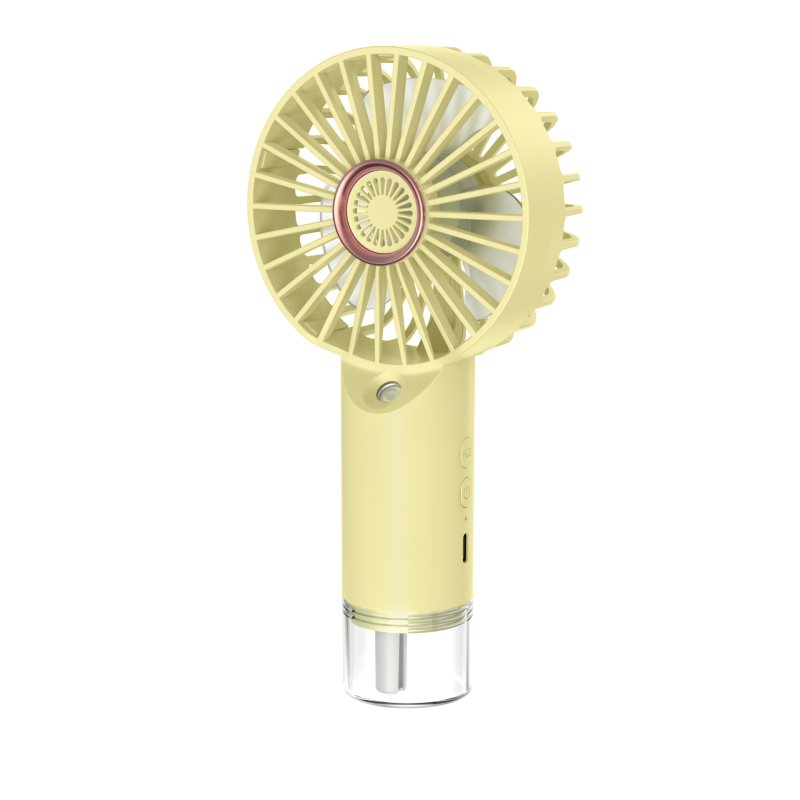 USB mini ručni ventilator s raspršivačem za hlađenje i ovlaživanje, 3 brzine, ugrađena baterija 500–800 mAh, tih do 36 dB