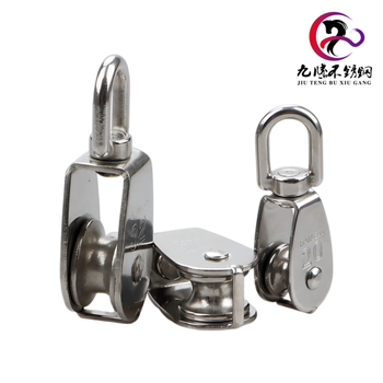 Roată din oțel inoxidabil 304 pentru ridicare, cu inel de suspensie, disponibilă în variante simple și duble, model M100.