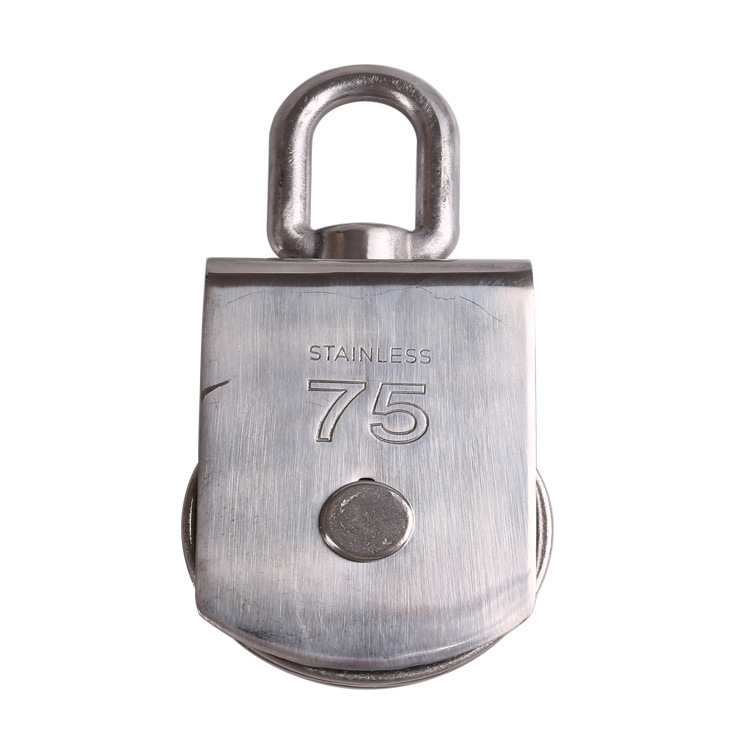 Roată din oțel inoxidabil 304 pentru ridicare, cu inel de suspensie, disponibilă în variante simple și duble, model M100.