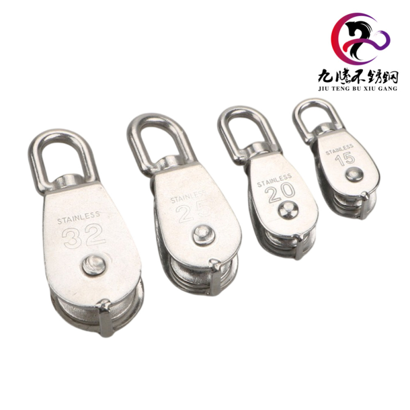 Roată din oțel inoxidabil 304 pentru ridicare, cu inel de suspensie, disponibilă în variante simple și duble, model M100.