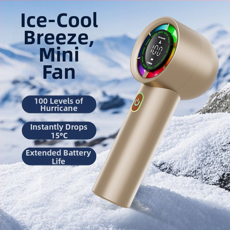 Ručný ventilátor s integrovanou batériou (2000-4000 mAh), USB nabíjateľný, 5V 5W, 6 rýchlostí, hluk <36 dB