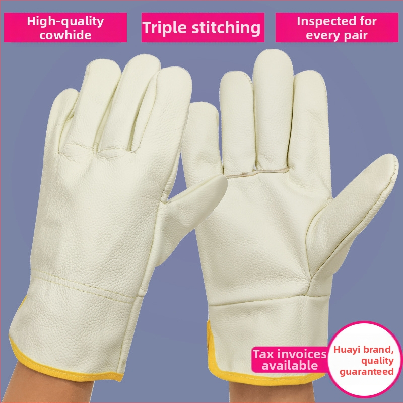 Zváračské rukavice z hovädzej kože, celé kožené, krátky manžet, odolné a mäkké