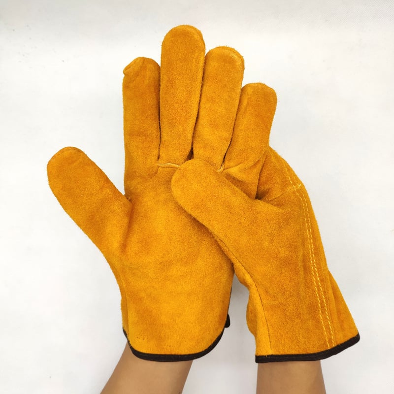 Γάντια συγκόλλησης από βοδινό δέρμα, πλήρους δέρματος, κοντός μανσέτας, ανθεκτικά και μαλακά