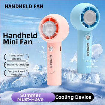 Prenosný ručný ventilátor s USB nabíjaním, 5V 2.5W, 3 rýchlosti, vstavaná batéria 300–500 mAh