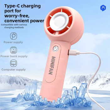 Prenosný ručný ventilátor s USB nabíjaním, 5V 2.5W, 3 rýchlosti, vstavaná batéria 300–500 mAh