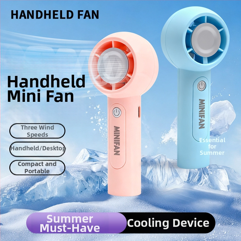 Prenosný ručný ventilátor s USB nabíjaním, 5V 2.5W, 3 rýchlosti, vstavaná batéria 300–500 mAh