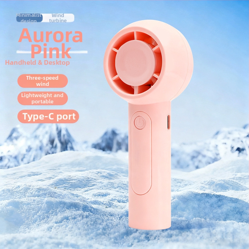 Prenosný ručný ventilátor s USB nabíjaním, 5V 2.5W, 3 rýchlosti, vstavaná batéria 300–500 mAh