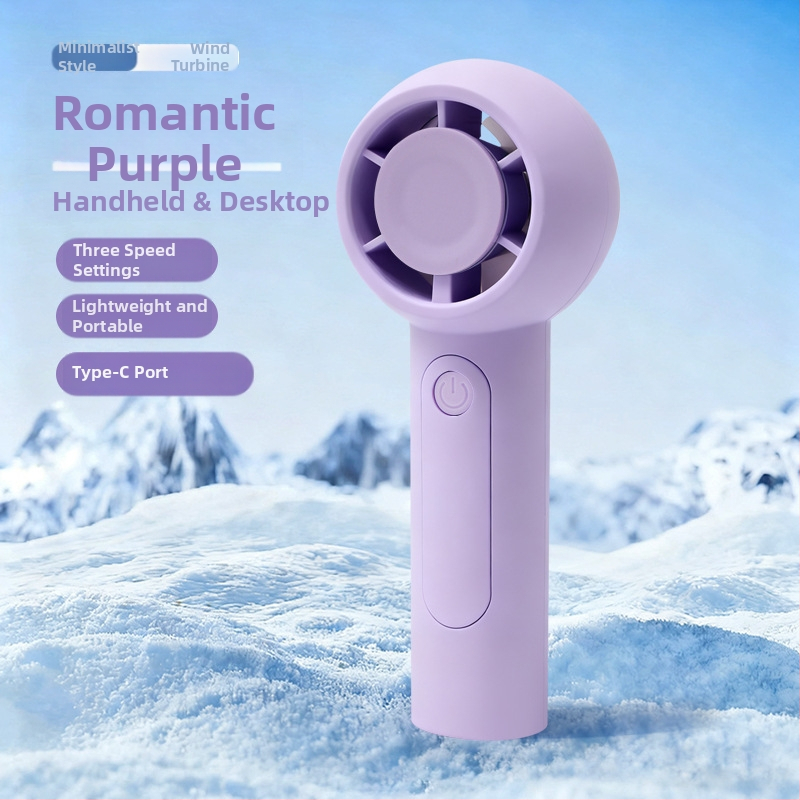 Prenosný ručný ventilátor s USB nabíjaním, 5V 2.5W, 3 rýchlosti, vstavaná batéria 300–500 mAh