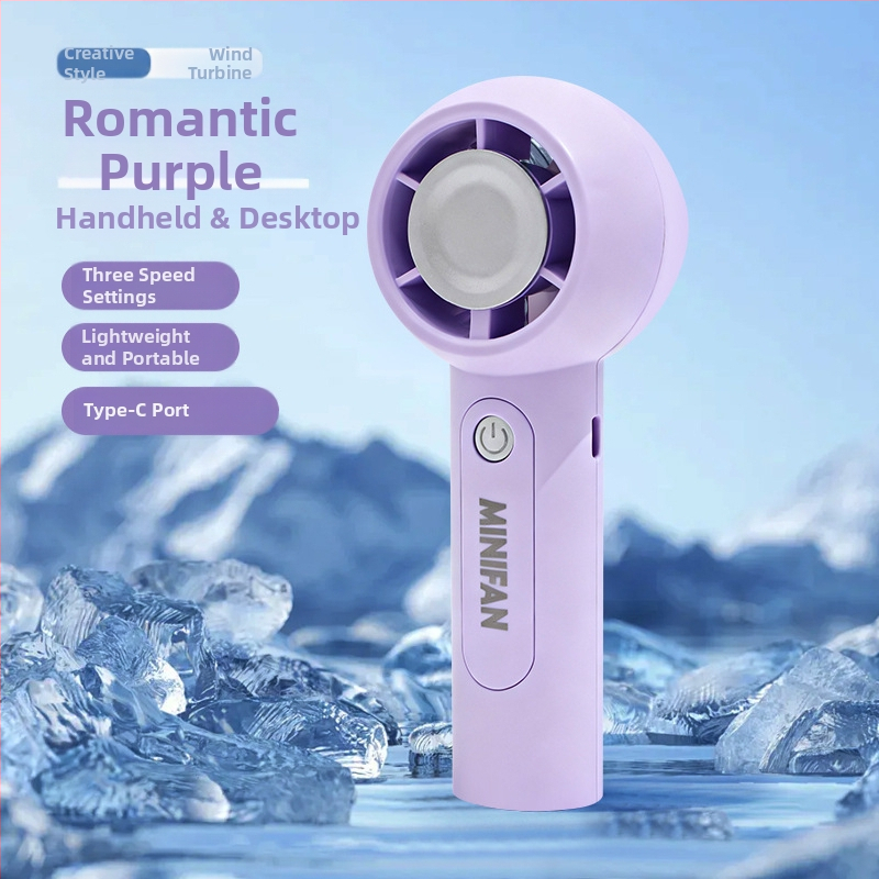 Prenosný ručný ventilátor s USB nabíjaním, 5V 2.5W, 3 rýchlosti, vstavaná batéria 300–500 mAh