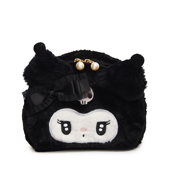 Plišana crossbody torba s izvezenim čudovištem, japanski stil, unutarnji džep za telefon