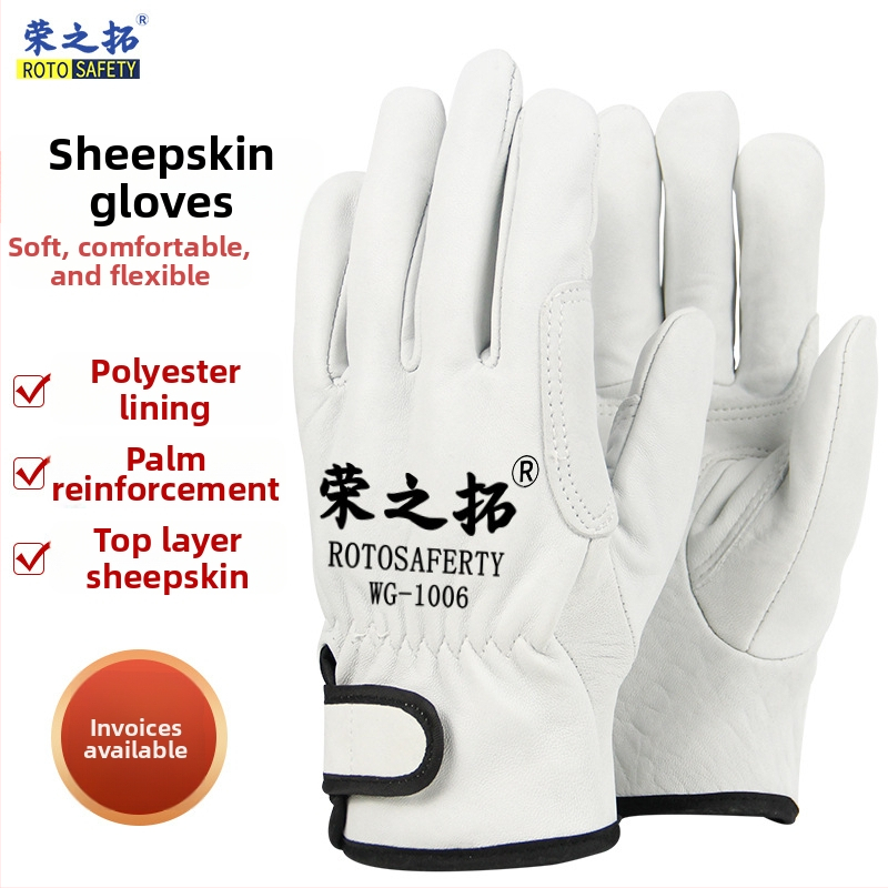 Rongzhituo GTAW zváracie rukavice – vrchná vrstva ovčej kože a teľacej kože, pre elektrické zváranie, vysoká teplota, proti popáleninám, odolné voči opotrebeniu, 120 g
