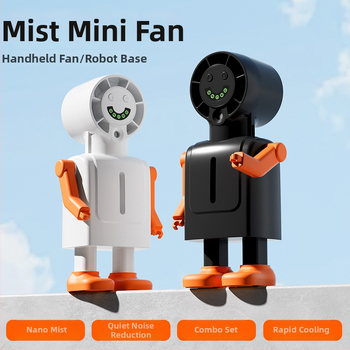 Ručný ventilátor so sprejom, digitálny displej, vstavaná batéria 1200–2000mAh, bezkartáčový motor, 4 rýchlosti, funkcia rozprašovania