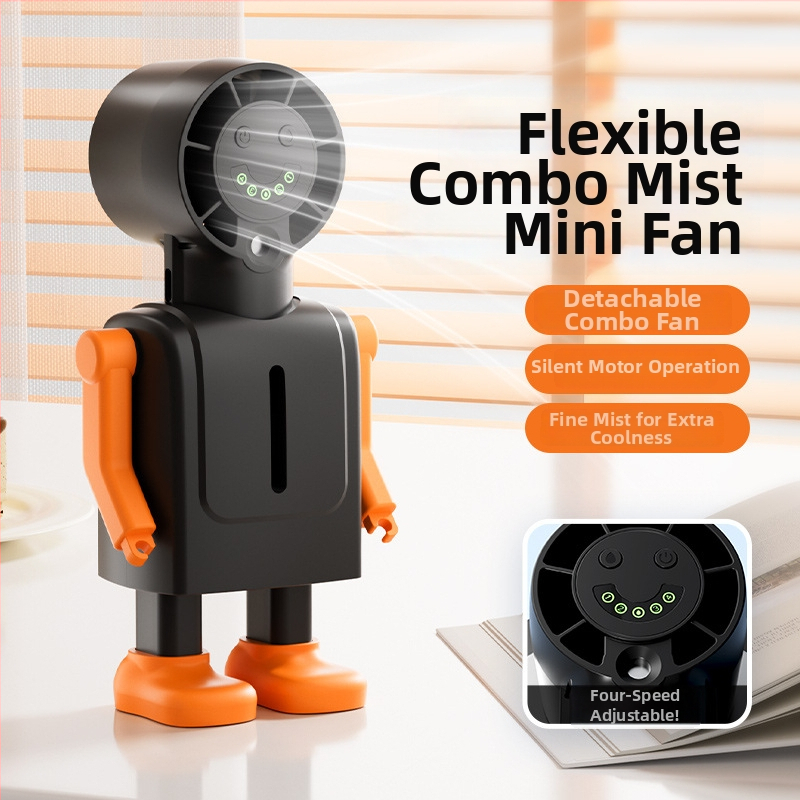 Ručný ventilátor so sprejom, digitálny displej, vstavaná batéria 1200–2000mAh, bezkartáčový motor, 4 rýchlosti, funkcia rozprašovania