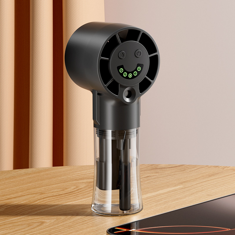 Φορητός ανεμιστήρας με ψεκασμό, ψηφιακή οθόνη, ενσωματωμένη μπαταρία 1200-2000mAh, κινητήρας χωρίς ψήκτρες, 4 ταχύτητες, λειτουργία ψεκασμού