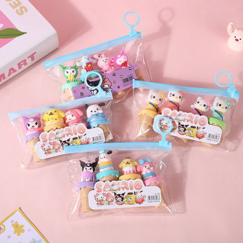 Cetiri mini marker za podcrtavanje s dizajnom mačjeg sladoleda i nagnutim vrhom, plastično kućište