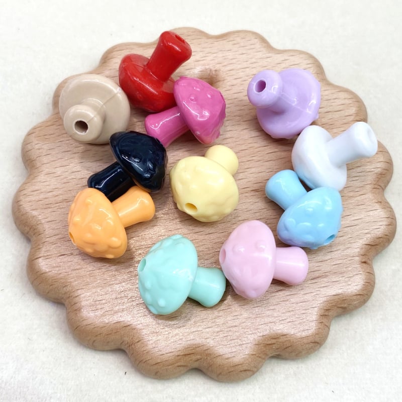 Akrilne jednofarbne male gljivice perle s ravnim otvorom, za DIY nakit, lanac za mobitel, privjesak za torbu, 15×18 mm