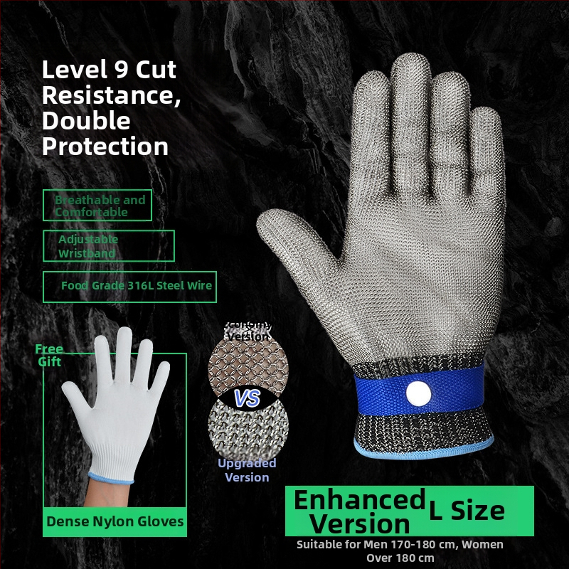 Rukavice proti porazu úrovne 9, päťprstové rukavice z 316L nehrdzavejúcej ocele pre prácu