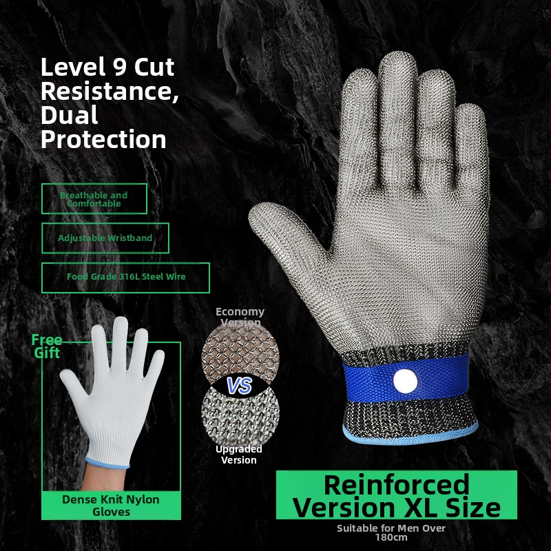 Rukavice proti porazu úrovne 9, päťprstové rukavice z 316L nehrdzavejúcej ocele pre prácu