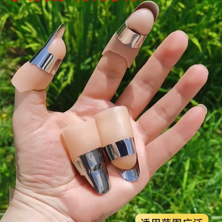 Ανοξείδωτος προστατευτής δακτύλου – Πολυλειτουργικό εργαλείο νυχιών με μαχαίρι για συλλογή φασολιών και αποφλοίωση λαχανικών