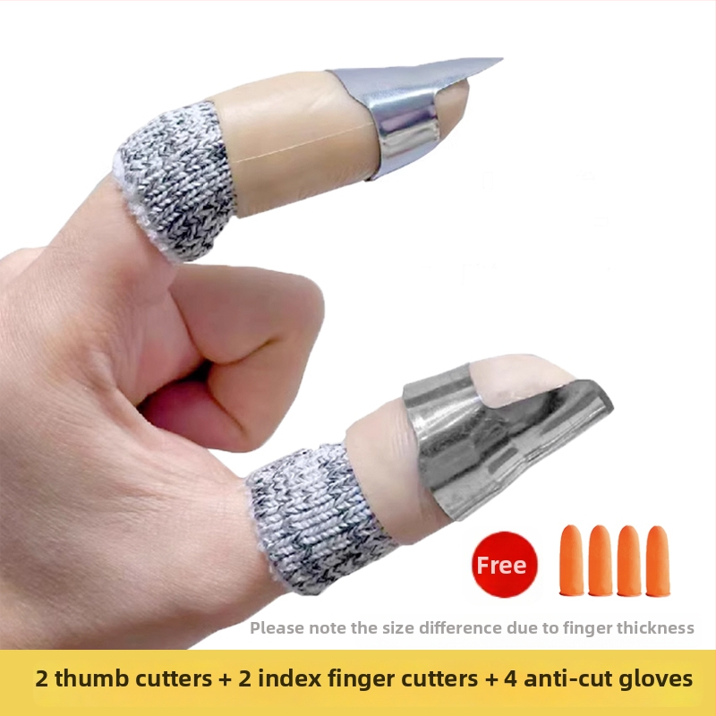 Nerezový ochranný prstový set – Viacfunkčný nástroj na nechty, zber fazule a šúpanie zeleniny