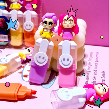 AL 6-dijelni set fluorescentnih flomastera, plastično kućište, PVC vrećica, neizbrisivo, model Hunter Demon Girl Group