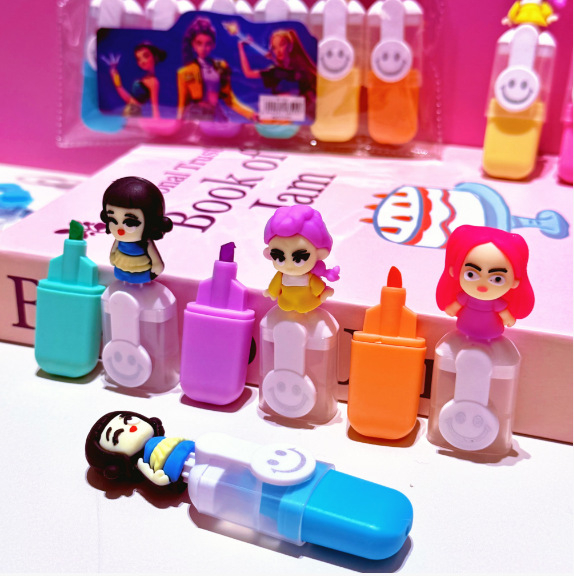 AL 6-dijelni set fluorescentnih flomastera, plastično kućište, PVC vrećica, neizbrisivo, model Hunter Demon Girl Group