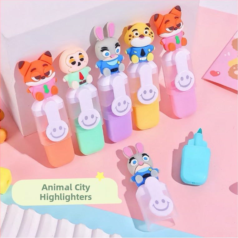 AL 6-dielny set fluorescenčných markerov, plastové puzdro, balené v PVC vrecúšku, nevymazateľné, model Hunter Demon Group