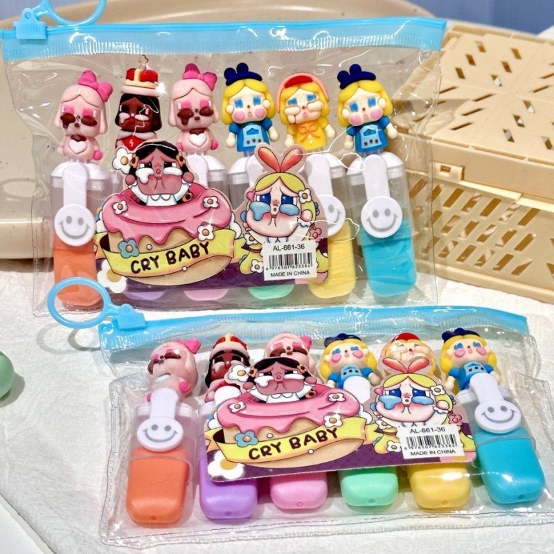 AL 6-dijelni set fluorescentnih flomastera, plastično kućište, PVC vrećica, neizbrisivo, model Hunter Demon Girl Group