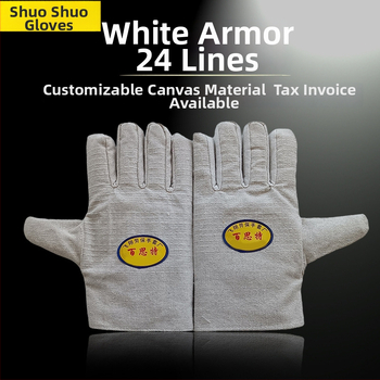 Plátené rukavice na zváranie s plnou podšívkou, dvojvrstvové, zosilnené pre pracovisko a dielňu