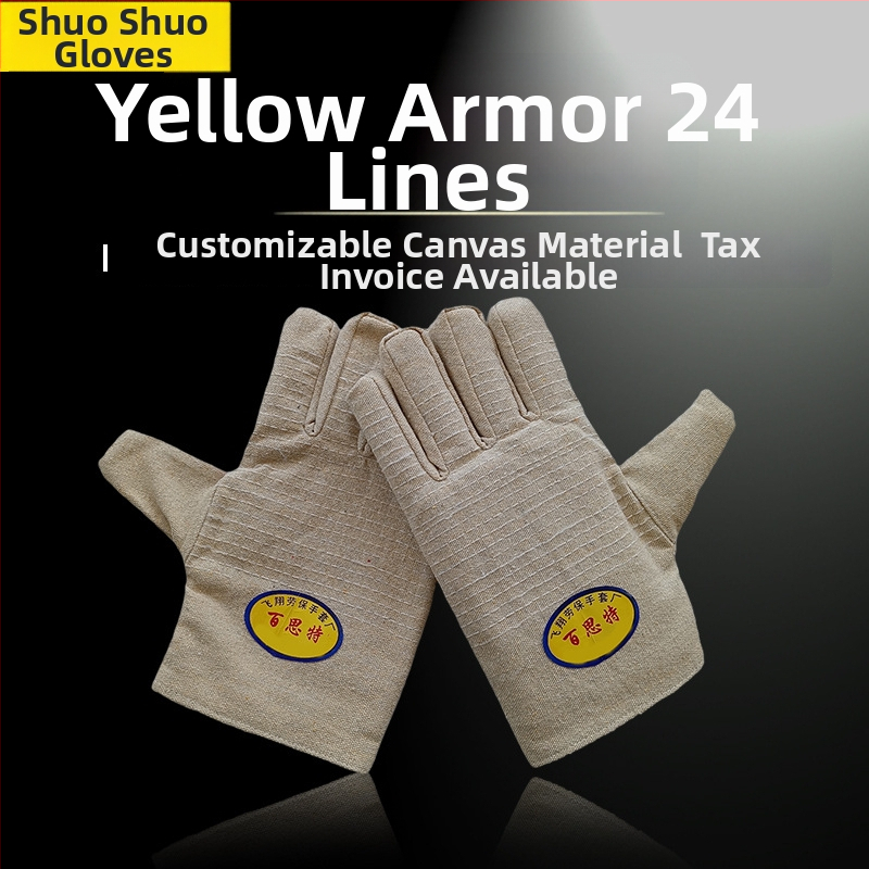 Plátené rukavice na zváranie s plnou podšívkou, dvojvrstvové, zosilnené pre pracovisko a dielňu