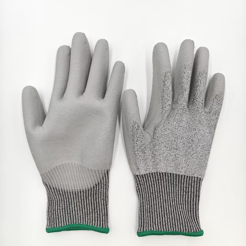 Γάντια αντίκοπας HPPE με επίστρωση PU, επιπέδου 5, ανθεκτικά στη φθορά, για εργοτάξιο και επεξεργασία γυαλιού