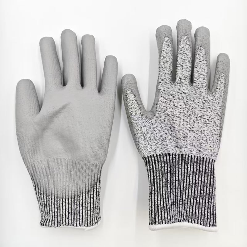 Γάντια αντίκοπας HPPE με επίστρωση PU, επιπέδου 5, ανθεκτικά στη φθορά, για εργοτάξιο και επεξεργασία γυαλιού