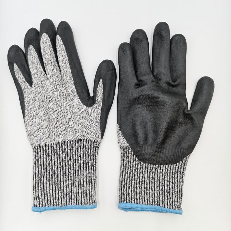 Γάντια αντίκοπας HPPE με επίστρωση PU, επιπέδου 5, ανθεκτικά στη φθορά, για εργοτάξιο και επεξεργασία γυαλιού