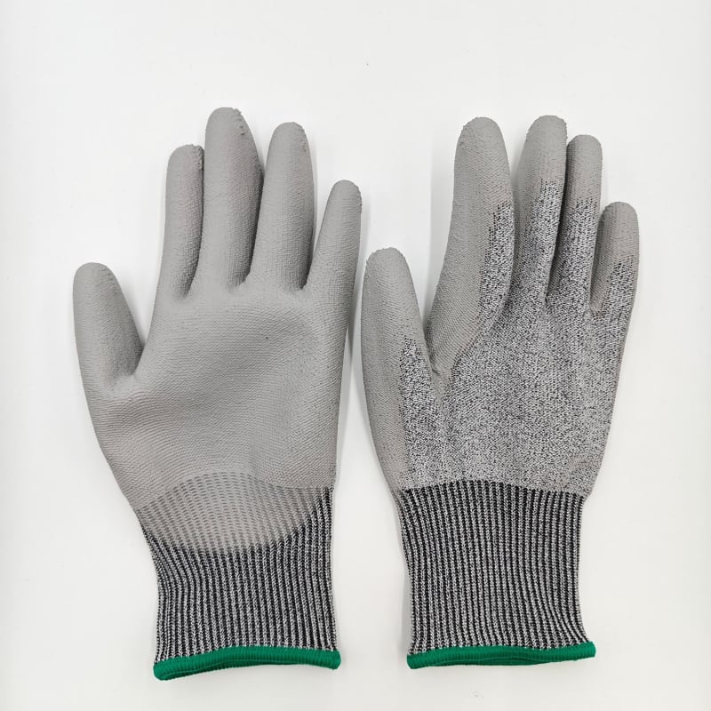 Γάντια αντίκοπας HPPE με επίστρωση PU, επιπέδου 5, ανθεκτικά στη φθορά, για εργοτάξιο και επεξεργασία γυαλιού
