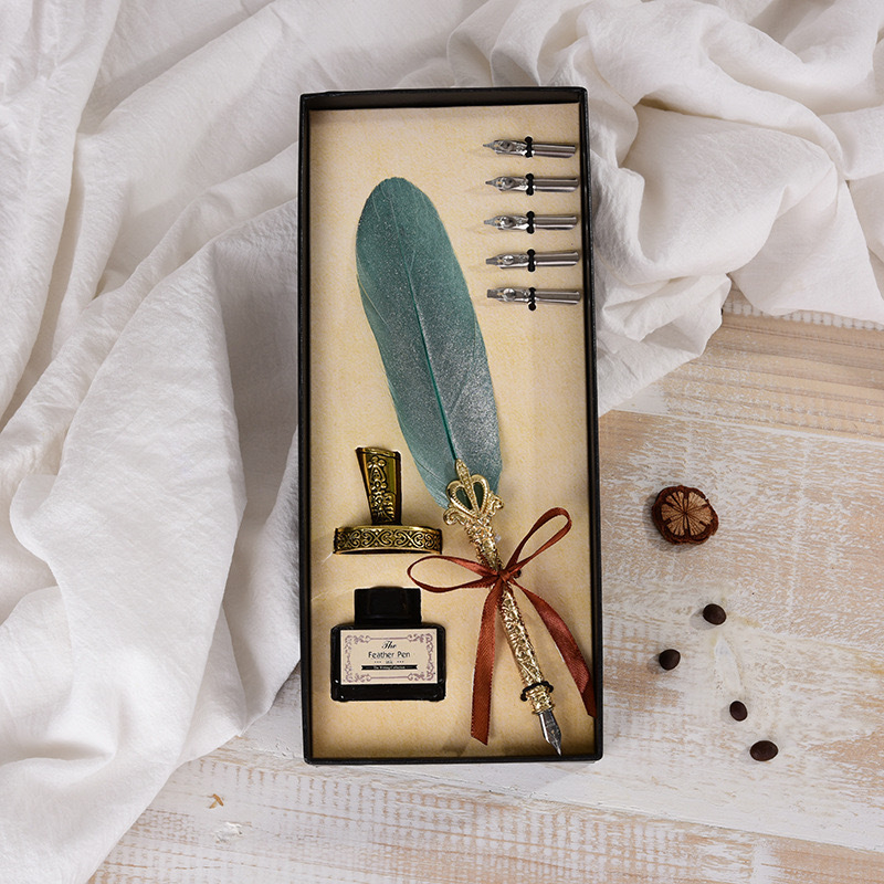 Pero s izrezbarenom podnožem, Crown Feather Pen model, poklon pakiranje, prilagođeni logotip