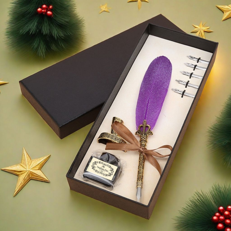 Pero s izrezbarenom podnožem, Crown Feather Pen model, poklon pakiranje, prilagođeni logotip