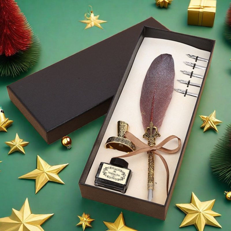 Pero s izrezbarenom podnožem, Crown Feather Pen model, poklon pakiranje, prilagođeni logotip