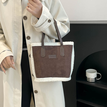 Geantă bucket în stil coreean, material textil, căptușeală din poliester, închidere cu fermoar, curea de umăr single