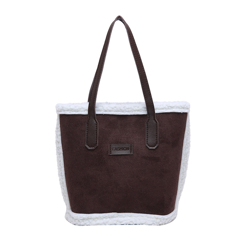 Geantă bucket în stil coreean, material textil, căptușeală din poliester, închidere cu fermoar, curea de umăr single