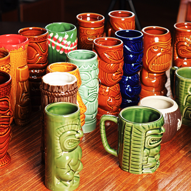 TIKI keramička čaša za koktel s motivom lubanje, moderan minimalistički dizajn, 200 g