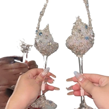 Staklena čaša za vino sa stalkom – 304 nehrđajući čelik, kapacitet preko 1000 ml, prilagođena obrada, set od 2 komada