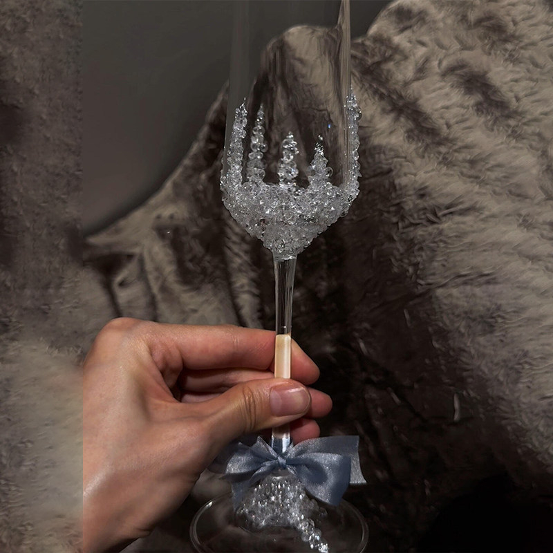 Staklena čaša za vino sa stalkom – 304 nehrđajući čelik, kapacitet preko 1000 ml, prilagođena obrada, set od 2 komada